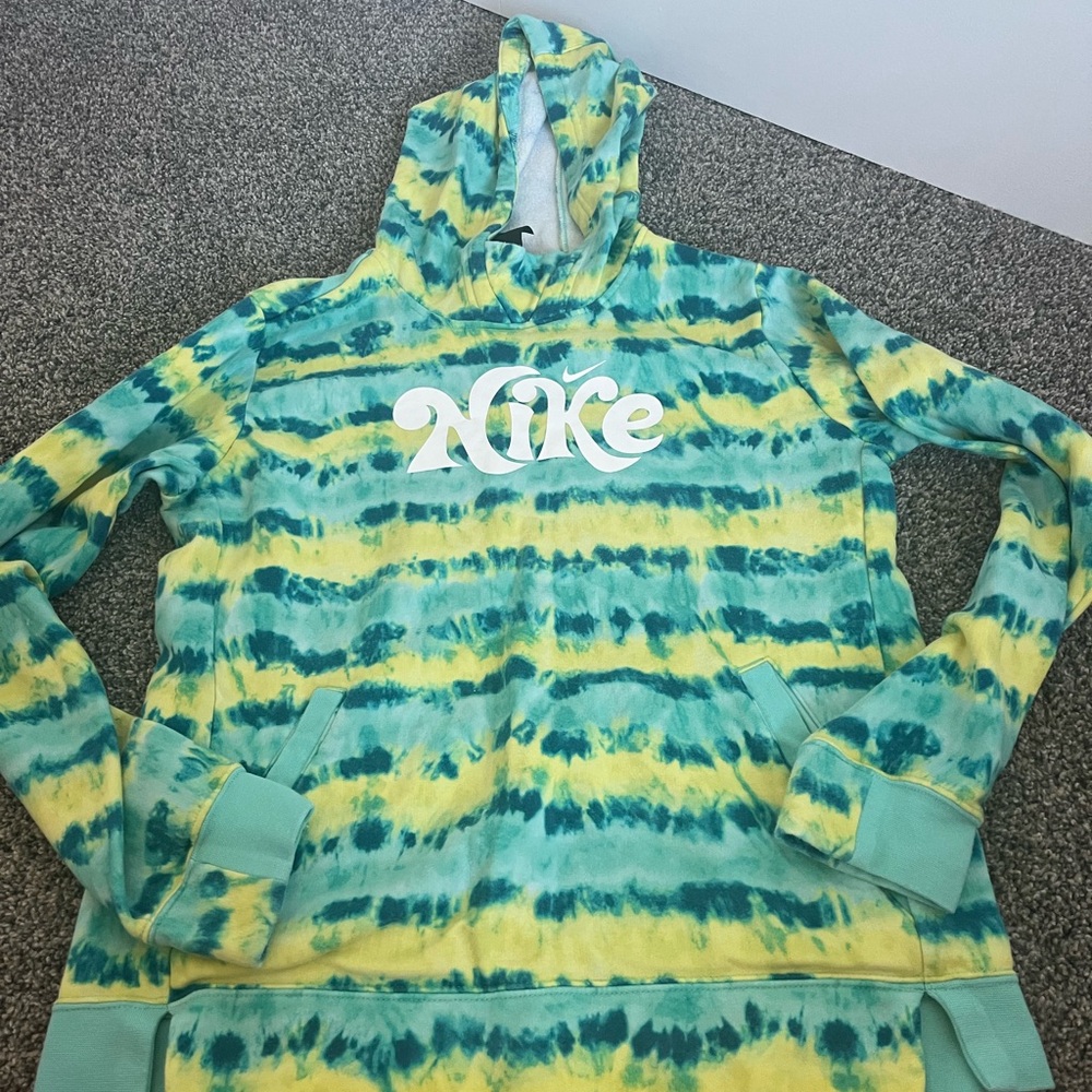 Nike Kids Green and Yellow Tie-Dye Hoodie